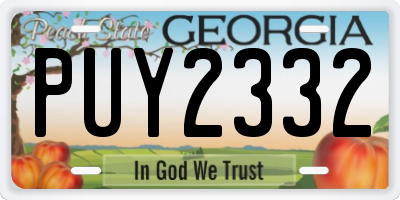 GA license plate PUY2332