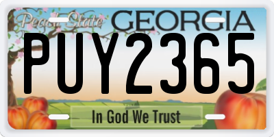 GA license plate PUY2365