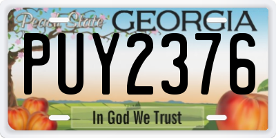 GA license plate PUY2376