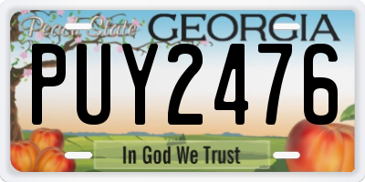 GA license plate PUY2476