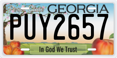 GA license plate PUY2657