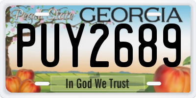 GA license plate PUY2689