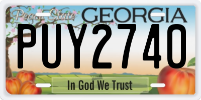 GA license plate PUY2740