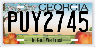 GA license plate PUY2745