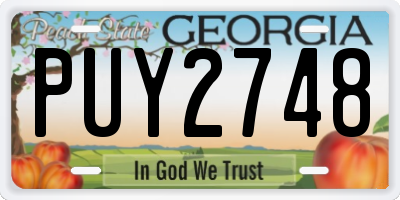 GA license plate PUY2748