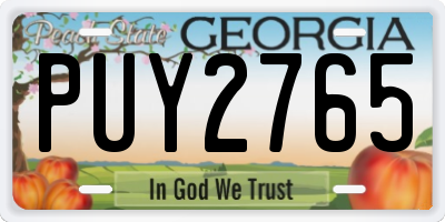 GA license plate PUY2765