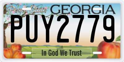 GA license plate PUY2779