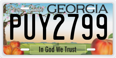 GA license plate PUY2799