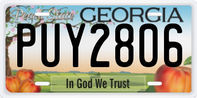 GA license plate PUY2806