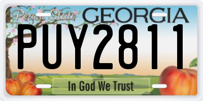 GA license plate PUY2811