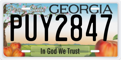 GA license plate PUY2847