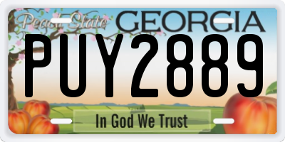 GA license plate PUY2889