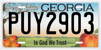 GA license plate PUY2903