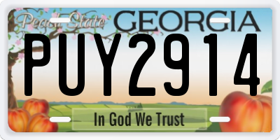 GA license plate PUY2914