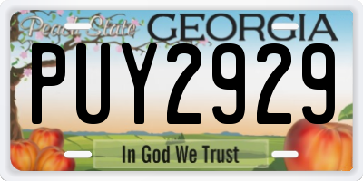 GA license plate PUY2929