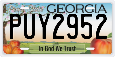 GA license plate PUY2952