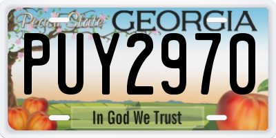 GA license plate PUY2970