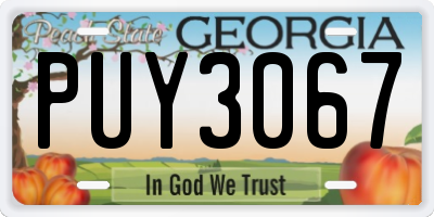 GA license plate PUY3067