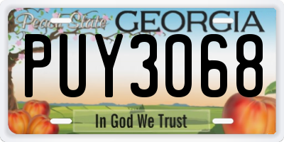 GA license plate PUY3068