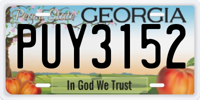 GA license plate PUY3152