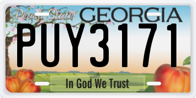 GA license plate PUY3171