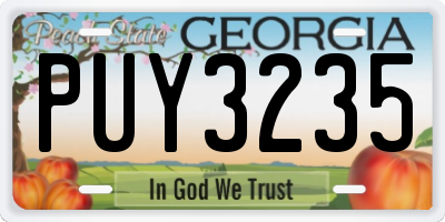 GA license plate PUY3235