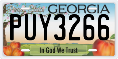 GA license plate PUY3266