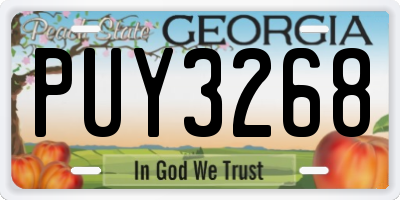 GA license plate PUY3268
