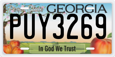 GA license plate PUY3269