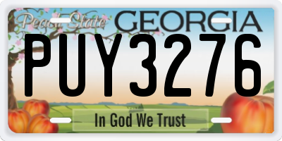 GA license plate PUY3276