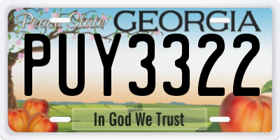 GA license plate PUY3322
