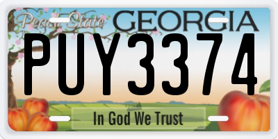GA license plate PUY3374