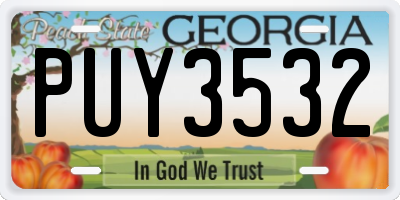 GA license plate PUY3532