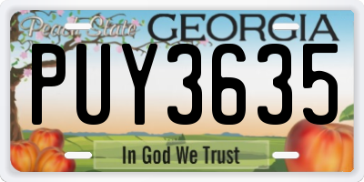 GA license plate PUY3635