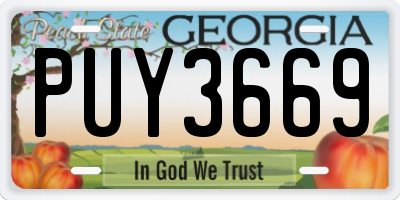 GA license plate PUY3669