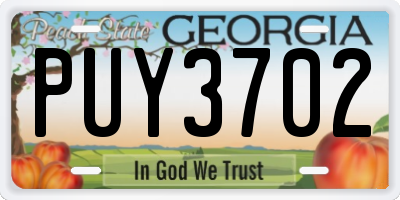 GA license plate PUY3702