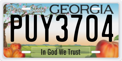 GA license plate PUY3704