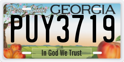 GA license plate PUY3719