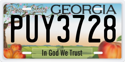 GA license plate PUY3728