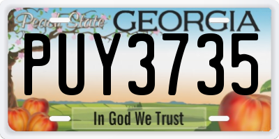 GA license plate PUY3735