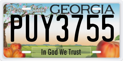 GA license plate PUY3755