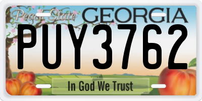 GA license plate PUY3762