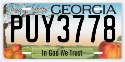 GA license plate PUY3778