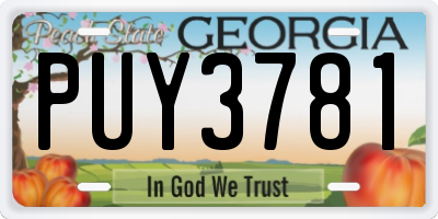 GA license plate PUY3781