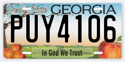 GA license plate PUY4106