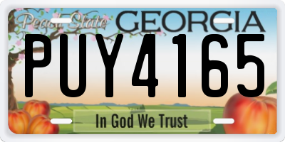 GA license plate PUY4165