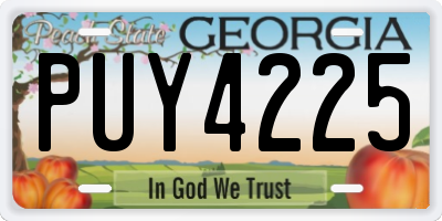 GA license plate PUY4225
