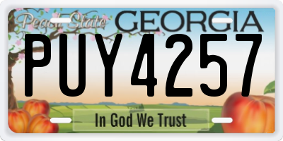 GA license plate PUY4257