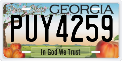 GA license plate PUY4259