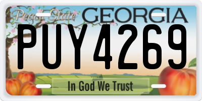 GA license plate PUY4269